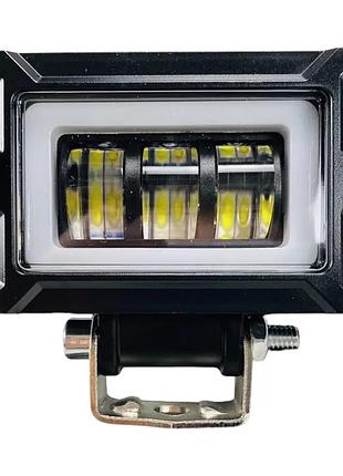 Led фара прямоугольная 25w с 3d линзой и стг, 12-80v (белый свет + дхо, 1 шт.)