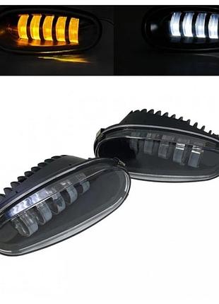 Дворежимні led протитуманні фари daewoo lanos / sens (ланос) біло-жовте світло 50w птф light x комплект