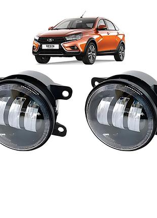 Противотуманные фары для lada vesta 50w led бело-желтый свет ближний луч комплект 2 шт (03185)