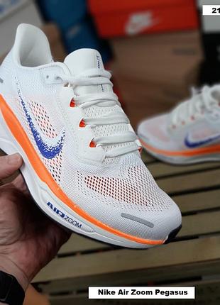 Nike air zoom pegasus 41 білі з синім та помаранчевим текстиль сітка топ (ліцензія)