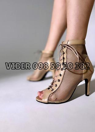 Туфлі для танців high heels хай хілс з сіткою та шнурівкою