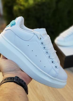 Adidas х alexander mqueen белые с бирюзой прескожа