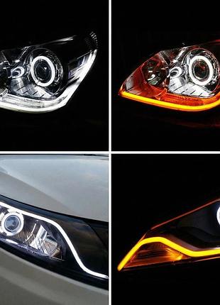 Гнучка led трубка дхо (drl) у фари aes 60 см, з миготливим поворотом (білий / жовтий)
