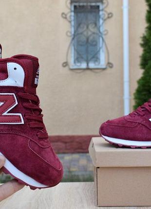 New balance 574 бордовые низкие замшамех цена