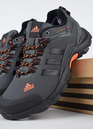 Adidas climaproof низкие серые с оранжевым нубукмех