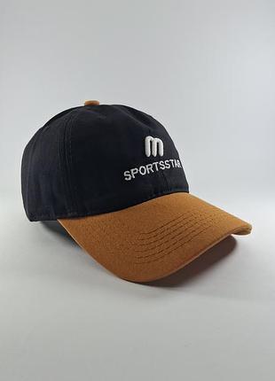 Двухцветная кепка sportsstar (черный + кэмел) 🧢 на мальчика, 52-54 г.