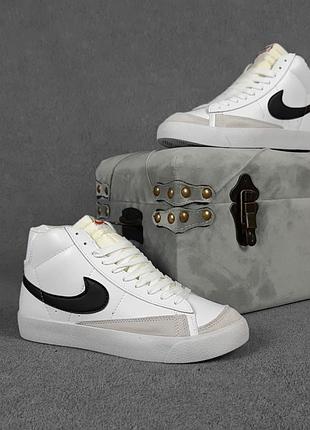 N1ke blazer mid белые с чёрным