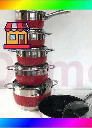 Bs набор посуды benson best mix из нержавеющей стали 12 предметов (bn-294) bas77/n