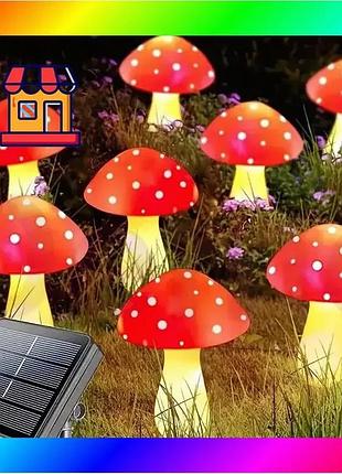 Bs декоративная гирлянда «мухоморы» best mix с солнечной батареей, 8 режимов свечения 6 шт bas77/n