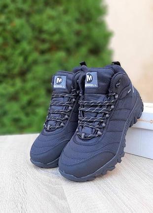 Merrell moc ll високі чорні з білим водовідштовхуючий матеріалхутро топ