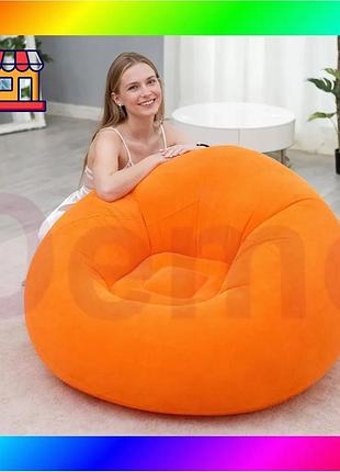 Bs надувне крісло-пуф inflatable best mix sofa / надувне крісло-мішок 110×110×85 см помаранчевий bas77/n