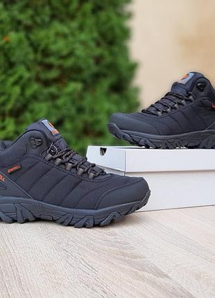 Merrell moc ll високі чорні з помаранчевим водовідштовхуючий матеріалхутро топ
