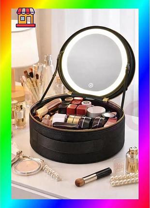Bs косметичка-органайзер с led best mix зеркалом, 29х28х11 см/дорожная косметичка bas77/n