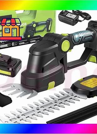 Bs акумуляторний кущоріз krafftec best mix saker trimmer and grass shear 36v 2акб / ножиці по догляду bas77/n