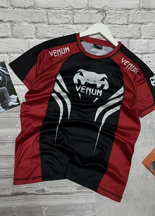 Чоловіча спортивна футболка venum electron 2.0 rashguard mma червоно-чорного кольору оригінал легка для тренувань з єдиноборств бу розмір м