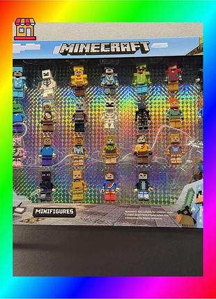 Bs набір мініфігурок minecraft best mix 24 шт зі зброєю – подарунок для фанатів гри майнкрафт bas77/n