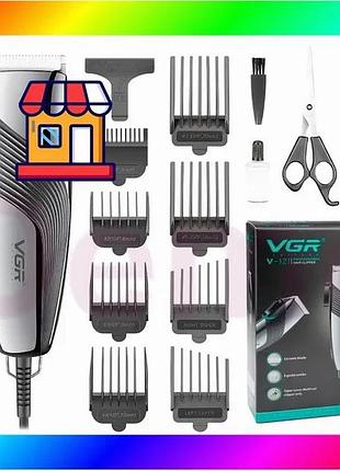 Bs машинка для стрижки best mix волосся та бороди vgr professional v-121, 8 насадок, ножиці, гребінець bas77/n