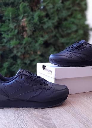 Reebok classic leather чорні шкірафліс термо єврозима супер ціна