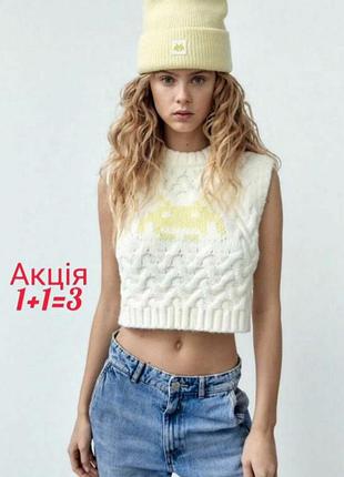 Вязаная жилетка zara с рисунком