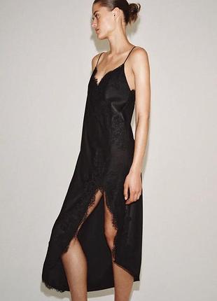 Атласное платье zw collection с кружевом