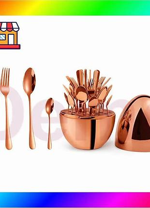 Bs столовые приборы из best mix нержавеющей стали egg 24 шт bronze bas77/n