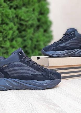 Adidas yeezy boost 700 високі  чорні замша комбматеріали хутро овчина