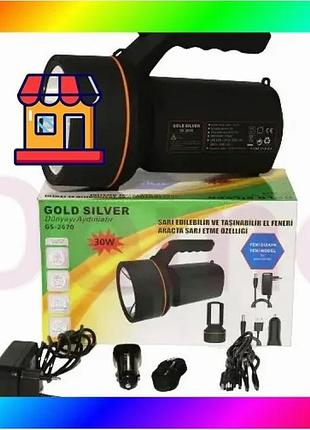 Bs светодиодный фонарик на best mix аккумуляторе gold silver gs-2670 с боковой панелью bas77/n