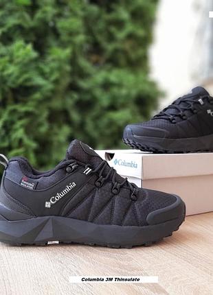 Columbia 3m thinsulate чорні з білим водовідштовхуючі комбіновані матеріали фліс термо євро зима