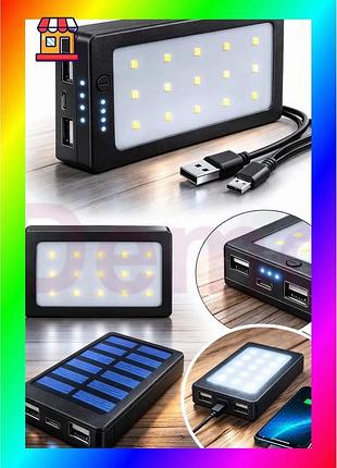 Bs солнечный power bank best mix solar 30000 mah / повербанк solar 2xusb с фонарком bas77/n