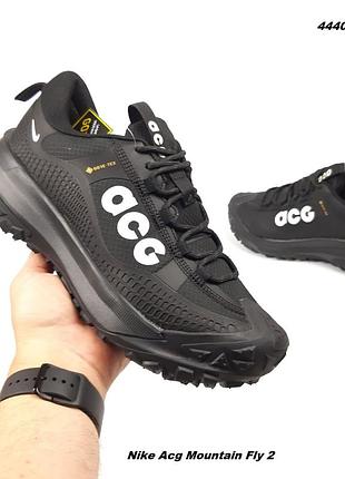 Nike acg mountain fly 2 low gore tex 'dark smoke grey чорні з білим комбіновані матеріалигортекс топ (ліцензія) термо єврозима