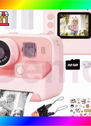Bs фотокамера моментального друку best mix дитяча instant print camera, 1080p video for kids bas77/n