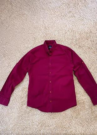 Бордовая мужская рубашка sayfa, размер l (slim fit)