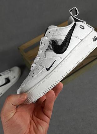 N1ke air force 1 lv8 белые с чёрным sin