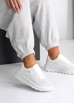 Кроссовки женские кожа белые 6