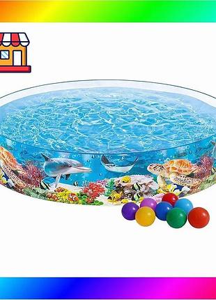 Bs бассейн детский каркасный best mix intex 58472-1 "океанский риф", 244 х 46 см, с шариками 10 шт. bas77/n