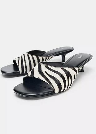 Ворсистые кожаные мюли zara