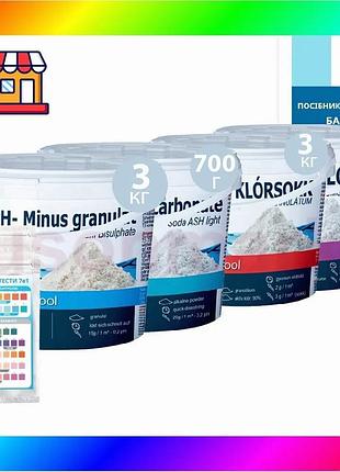 Bs набор для корректировки best mix баланса воды «аква аптечка» inpool 80514 (ph+ 700г, ph-3 кг, шок т bas77/n