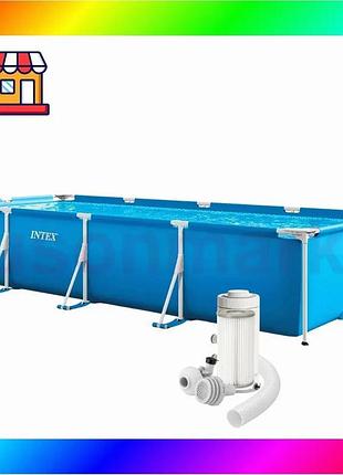 Bs каркасний басейн intex best mix 28274, 450 х 220 х 84 см (каркас, чаша, фільтр 2 006 л/год) bas77/n
