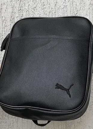 Сумка мужская черная puma эко кожа борсетка кожаная сумка через плечо пума