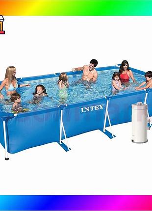 Bs каркасний басейн intex best mix 28273-4, 450 х 220 х 84 см (басейн, підстилка, фільтр 3 875 л/год, bas77/n