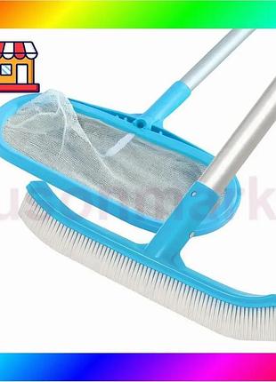 Bs набор 3в1: сачок best mix и щетка с телескопической ручкой intex 29055-3 для очистки бассейна диаме bas77/n