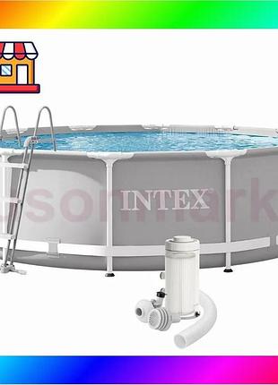 Bs каркасний басейн intex best mix 26716 366 x 99 см (каркас, чаша, фільтр 2006 л/год, драбина) bas77/n