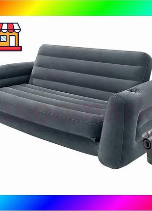 Bs надувной диван intex best mix 66552 – 3, 203 х 231 х 66 см. флокированный диван трансформер 2 в 1, bas77/n