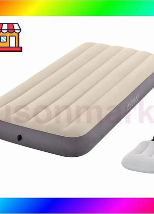 Bs надувной матрас intex best mix 64101-2,99 х 191 х 25 см, с насосом, подушкой. одноместный bas77/n