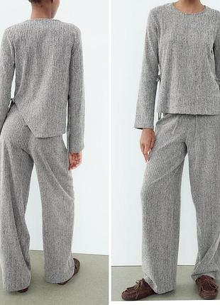 Текстурований костюм з завʼязками zara m