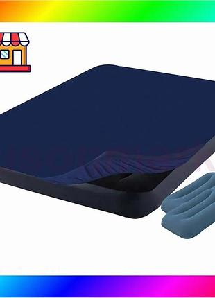 Bs надувной матрас intex best mix 64142-3, 137 x 191 x 25 см с наматрасцем-чехом, двумя подушками и ру bas77/n