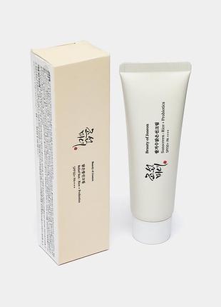 Уцінка!!! крем сонцезахисний з рисовою водою beauty of joseon relief sun rice + probiotics spf50+/pa++++ 50мл