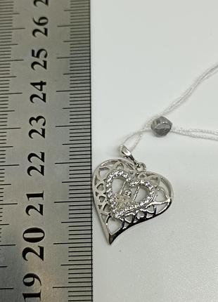 Серебряная подвеска сердце. 3