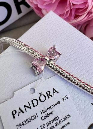 Шарм пандора срібло 925 намистина pandora підвіска «рожевий бант» кліпса бусина на браслет оригінальна пандора нова бірка пломба