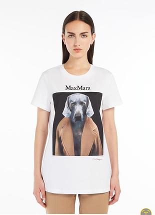 Футболка белая max mara weekend wegman с собакой